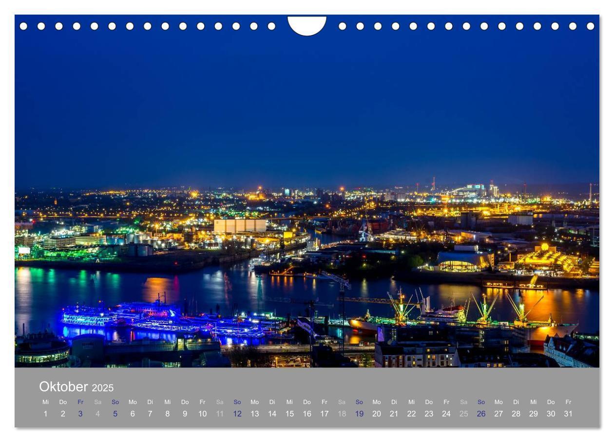 Bild: 9783435662890 | Hamburger Hafen - Im Zauber der Nacht (Wandkalender 2025 DIN A4...