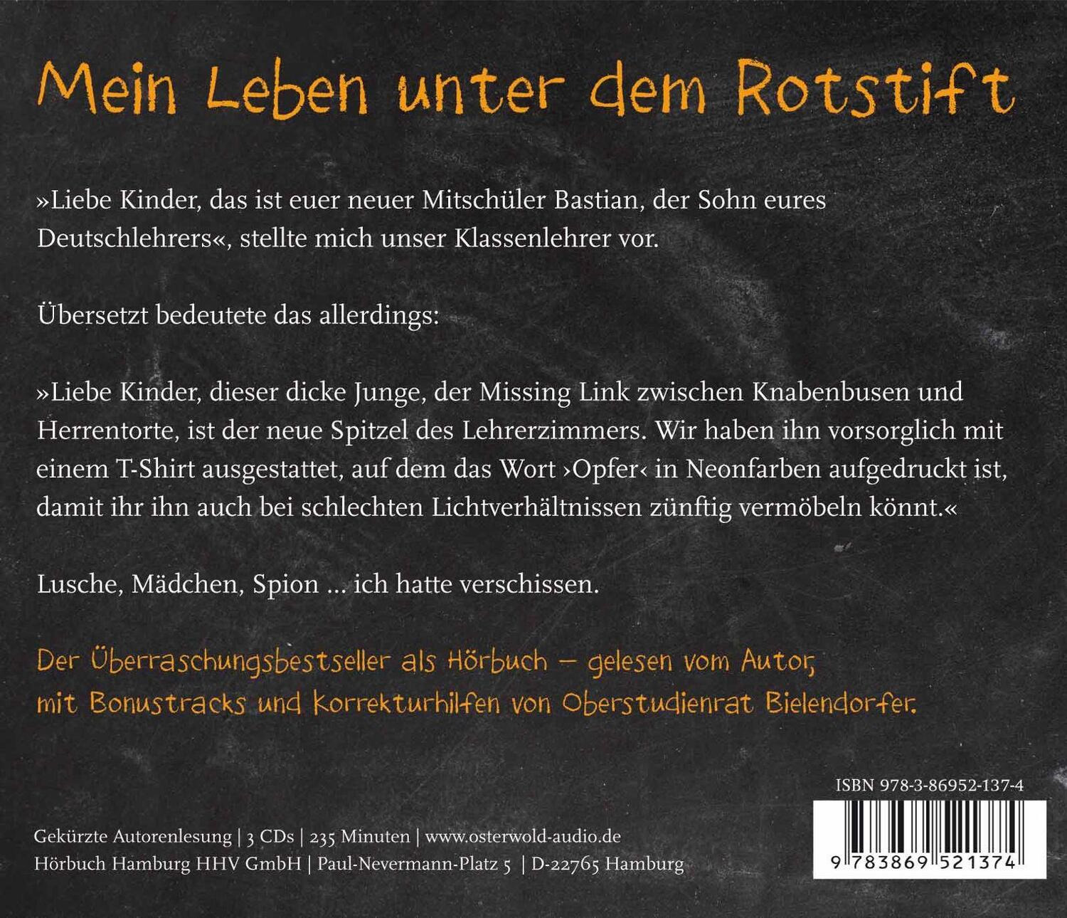 Rückseite: 9783869521374 | Lehrerkind | Lebenslänglich Pausenhof | Bastian Bielendorfer | CD