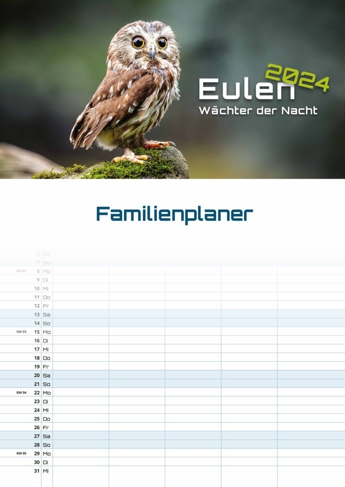 Cover: 9783986732424 | Eulen - Wächter der Nacht - 2024 - Kalender DIN A3...