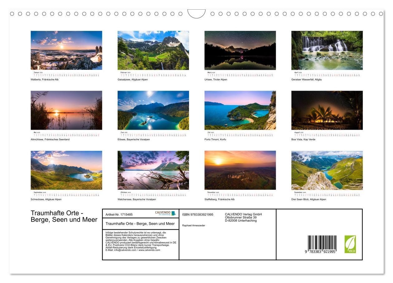 Bild: 9783383921995 | Traumhafte Orte - Berge, Seen und Meer (Wandkalender 2025 DIN A3...