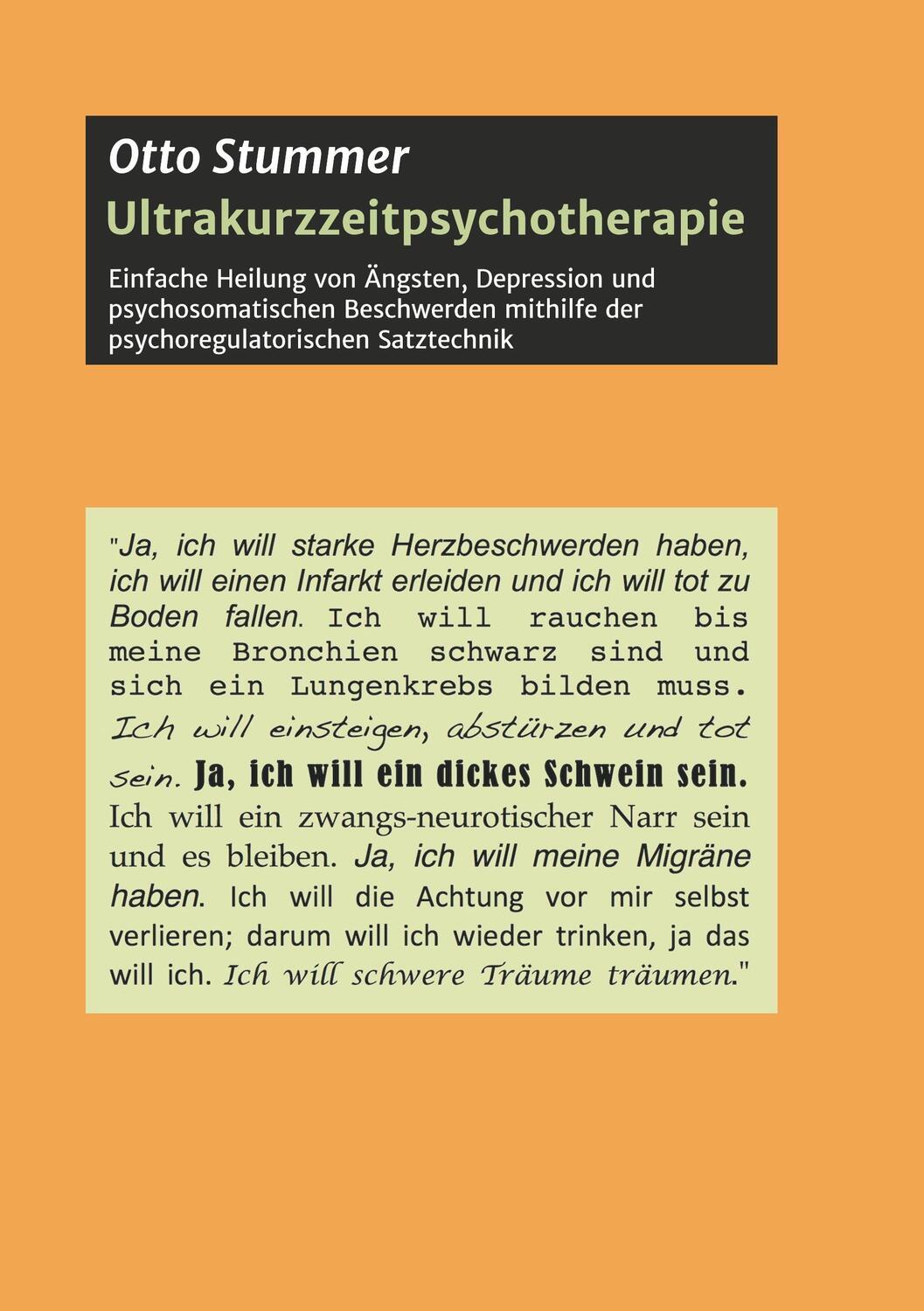 Cover: 9783981996500 | Ultrakurzzeitpsychotherapie | Otto Stummer | Taschenbuch