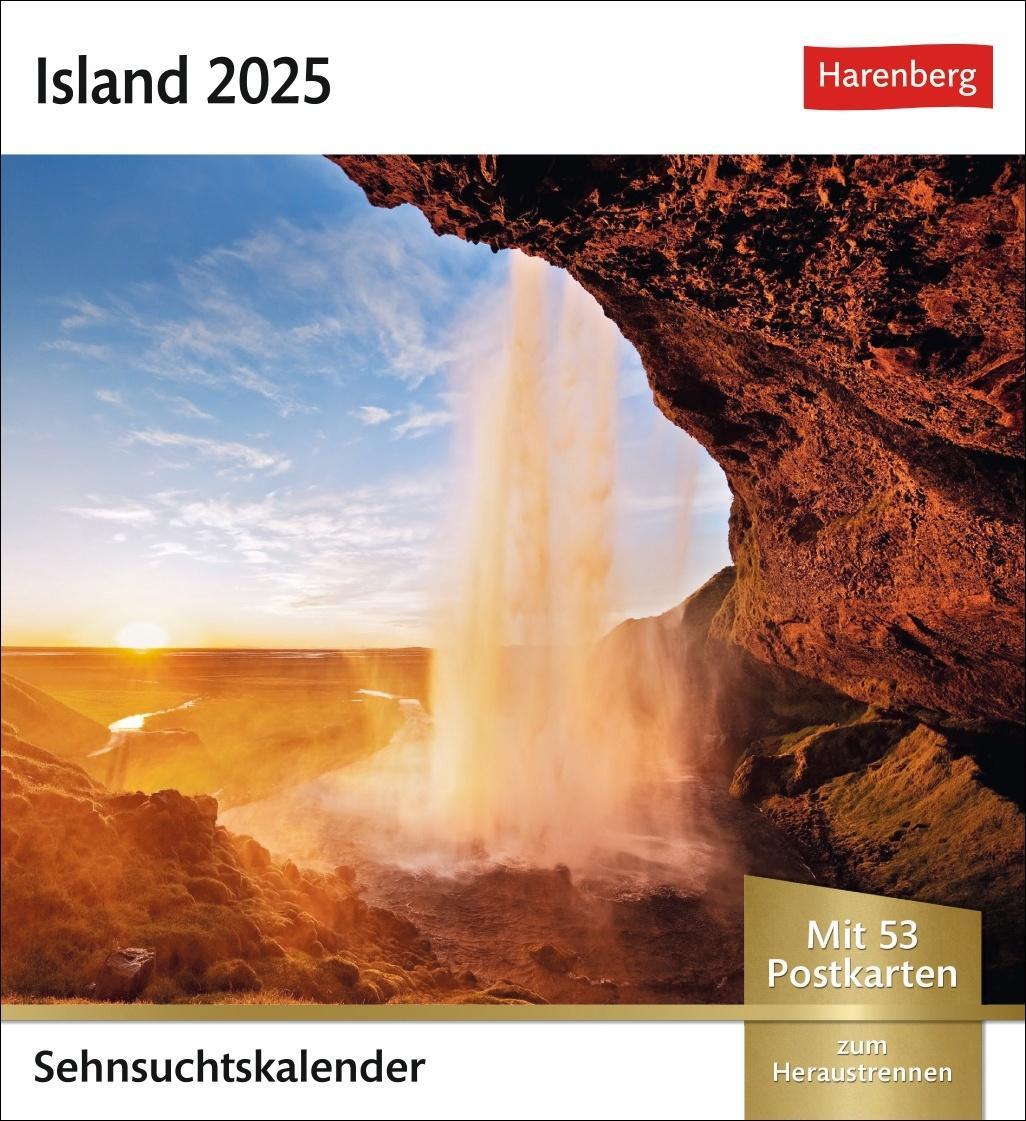 Cover: 9783840033384 | Island Sehnsuchtskalender 2025 - Wochenkalender mit 53 Postkarten