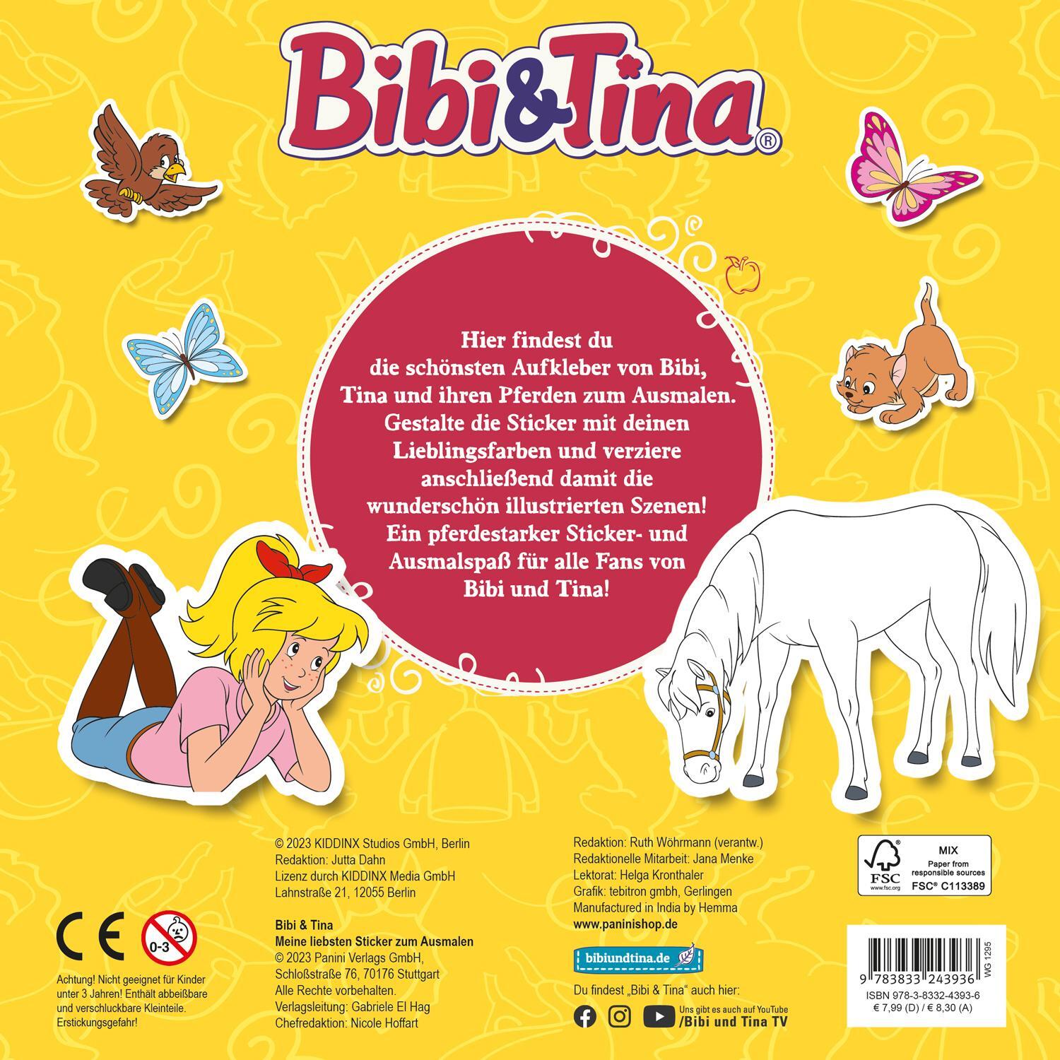 Rückseite: 9783833243936 | Bibi &amp; Tina: Meine liebsten Sticker zum Ausmalen | Taschenbuch | 48 S.