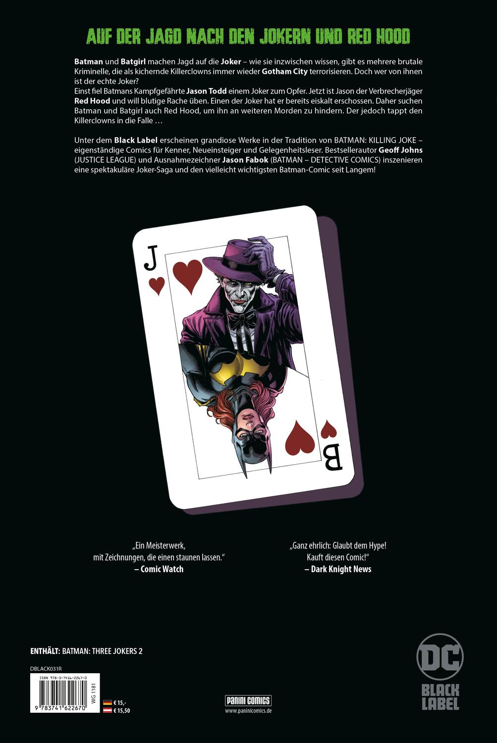 Rückseite: 9783741622670 | Batman: Die drei Joker | Bd. 2 (von 3) | Geoff Johns (u. a.) | Buch