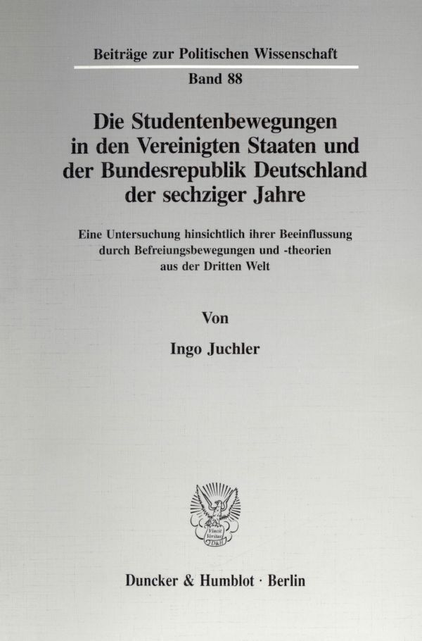 Cover: 9783428085569 | Die Studentenbewegungen in den Vereinigten Staaten und der...