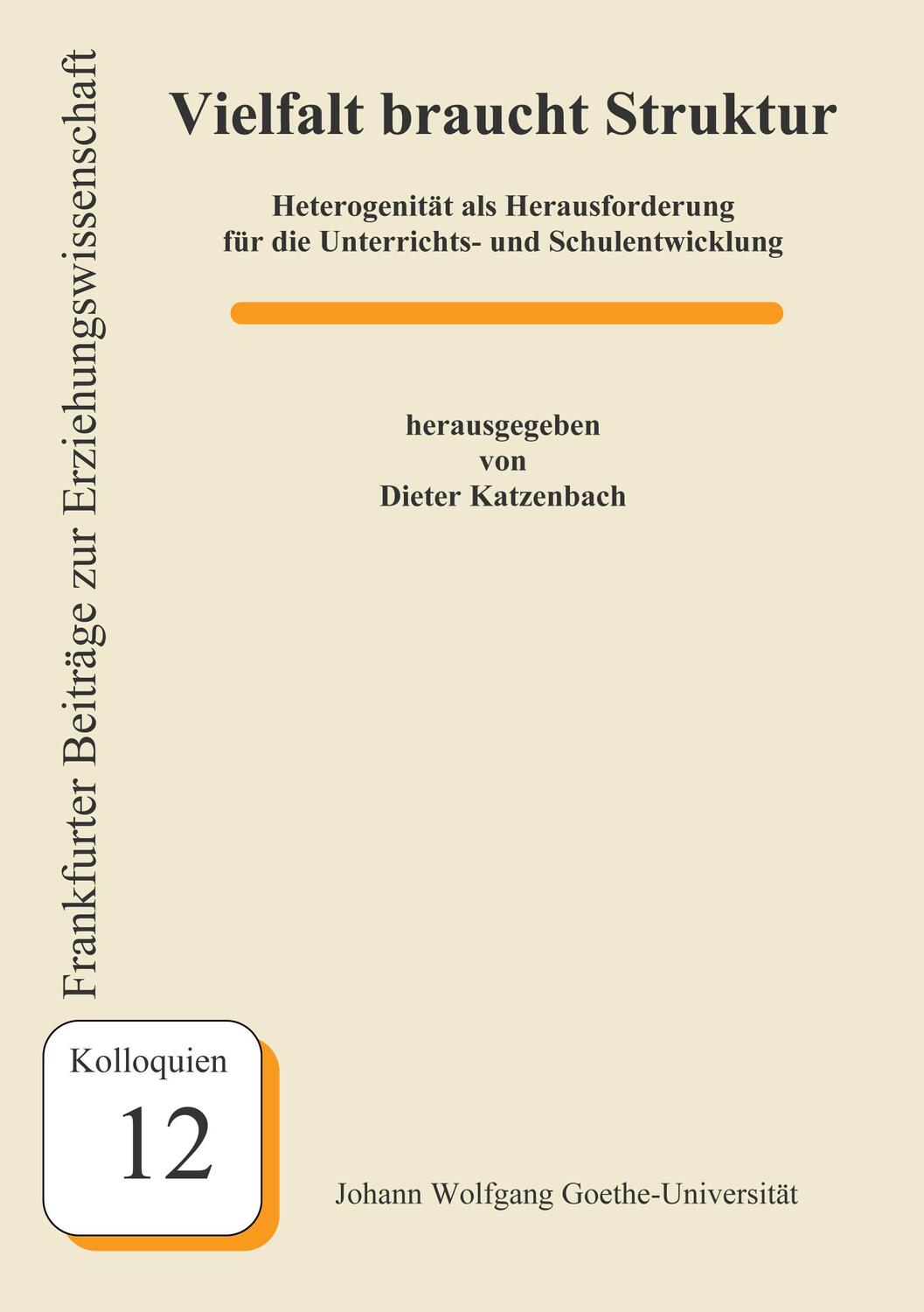 Cover: 9783980900898 | Vielfalt braucht Struktur | Dieter Katzenbach | Taschenbuch | 216 S.