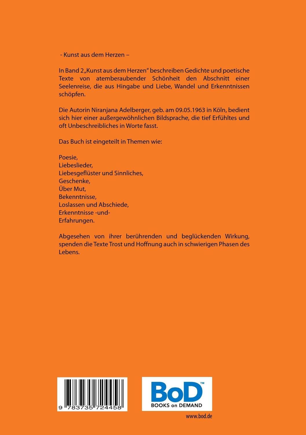 Rückseite: 9783735724458 | Kunst aus dem Herzen | - Band 2 - | Niranjana Adelberger | Taschenbuch
