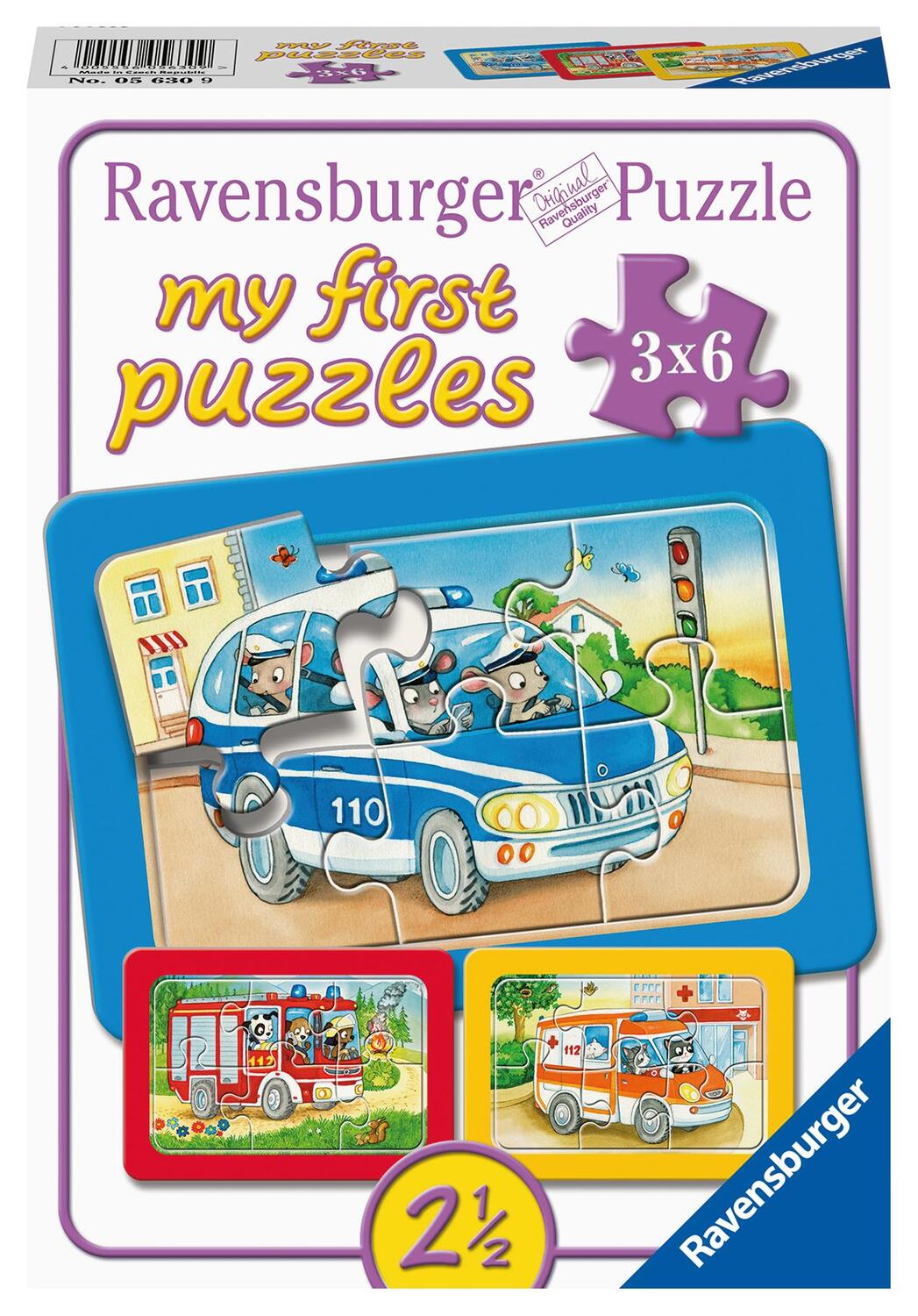 Cover: 4005556056309 | Ravensburger Kinderpuzzle - Tiere im Einsatz - 3x6 Teile...