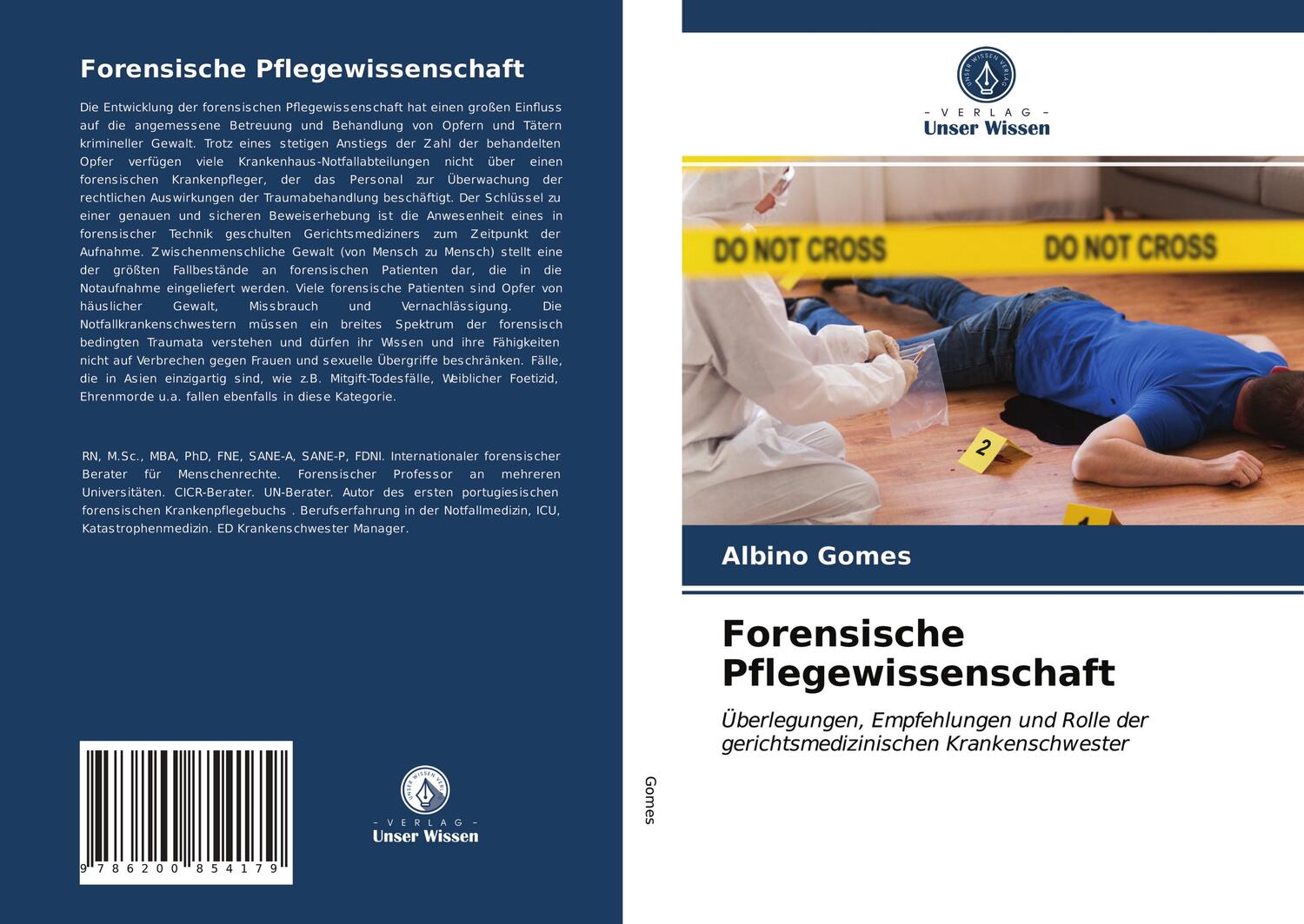 Cover: 9786200854179 | Forensische Pflegewissenschaft | Albino Gomes | Taschenbuch | 240 S.