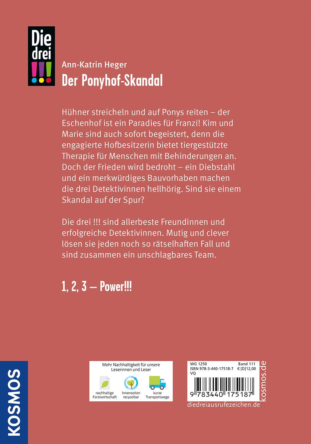 Rückseite: 9783440175187 | Die drei !!!, 111, Der Ponyhof-Skandal | Ann-Katrin Heger | Buch