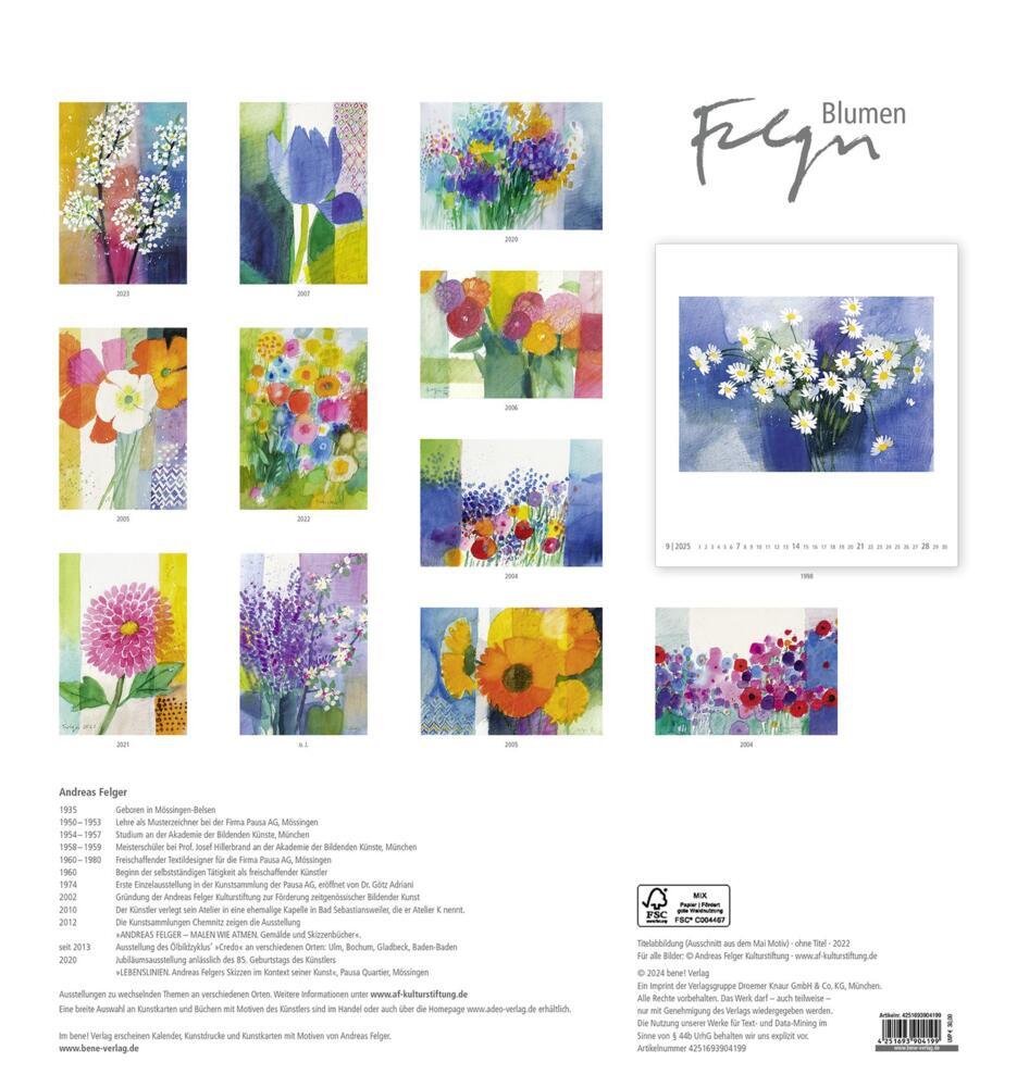 Bild: 4251693904199 | Wandkalender 2025: Blumen | Andreas Felger | Kalender | Spiralbindung