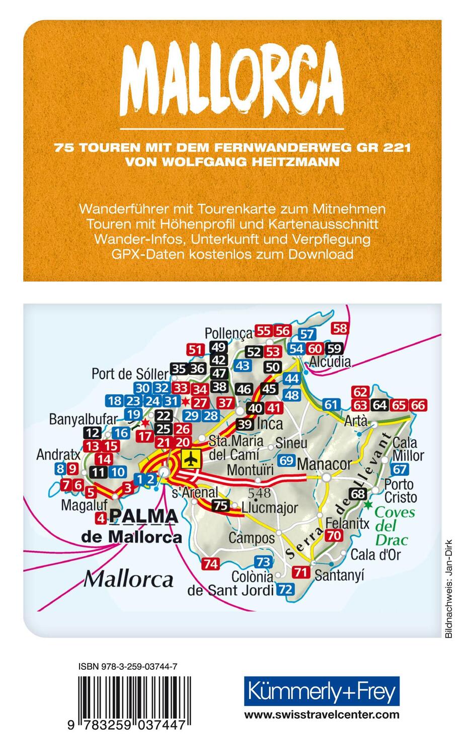 Rückseite: 9783259037447 | Mallorca Wanderführer | Mit 75 Touren und Outdoor App | Heitzmann
