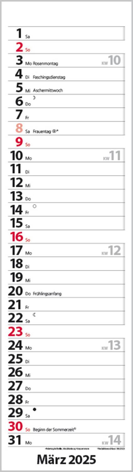 Bild: 9783731882732 | Streifenplaner Mini Rot 2025 | Verlag Korsch | Kalender | 13 S. | 2025