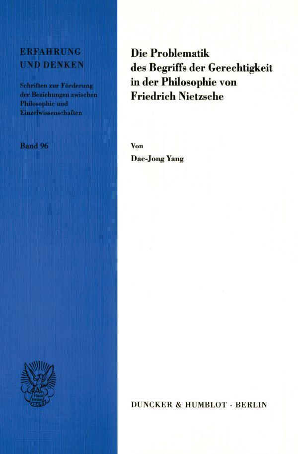 Cover: 9783428118380 | Die Problematik des Begriffs der Gerechtigkeit in der Philosophie...
