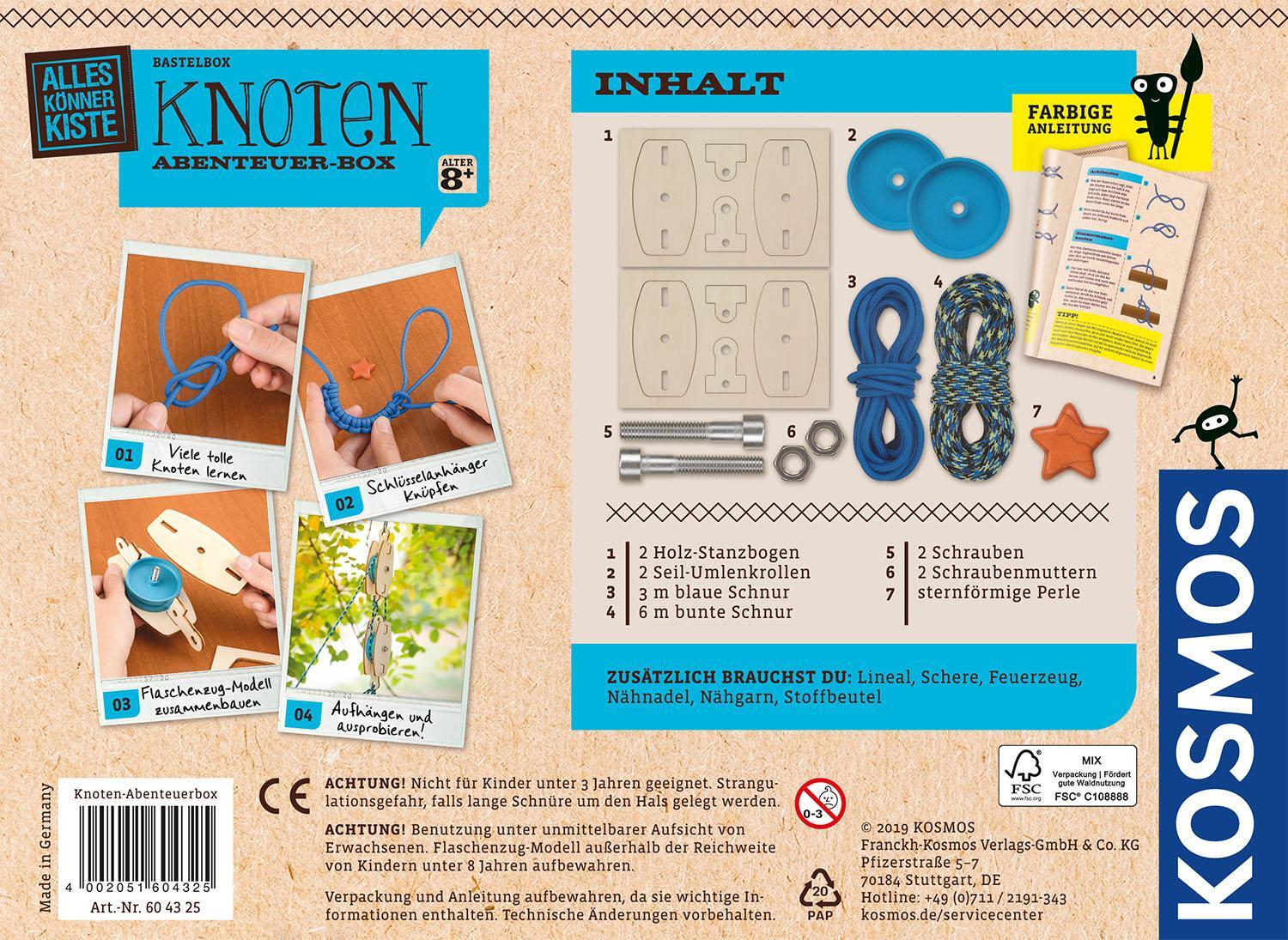 Rückseite: 4002051604325 | Bastelbox Knoten Abenteuer-Box | Bastel-Set | Spiel | Deutsch | 2019