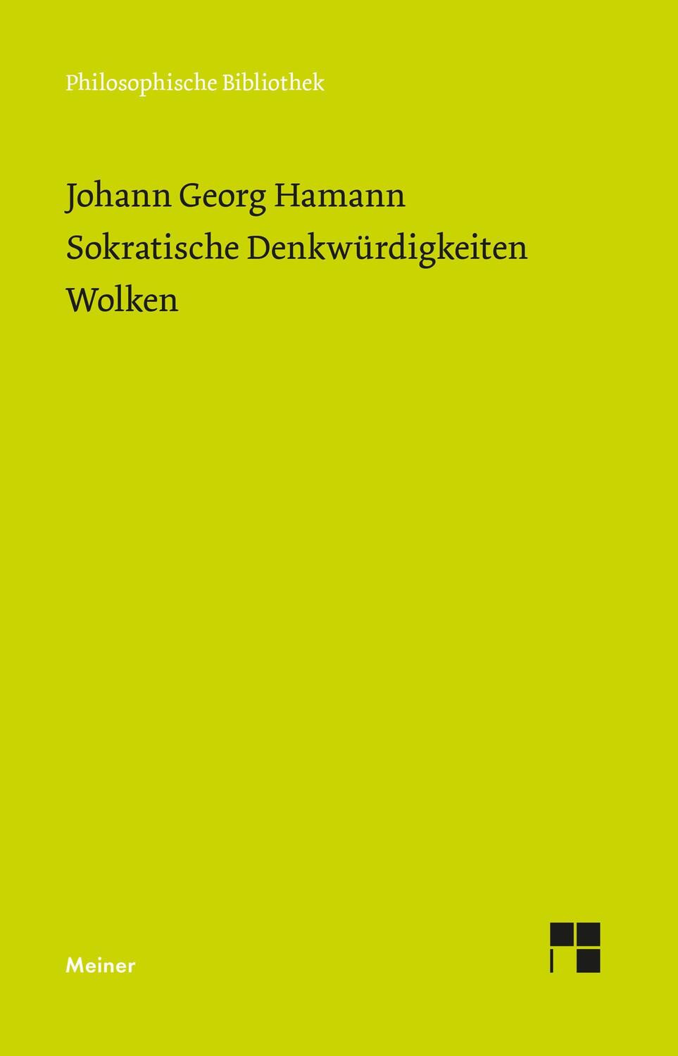 Cover: 9783787339617 | Sokratische Denkwürdigkeiten. Wolken | Historisch-kritische Ausgabe