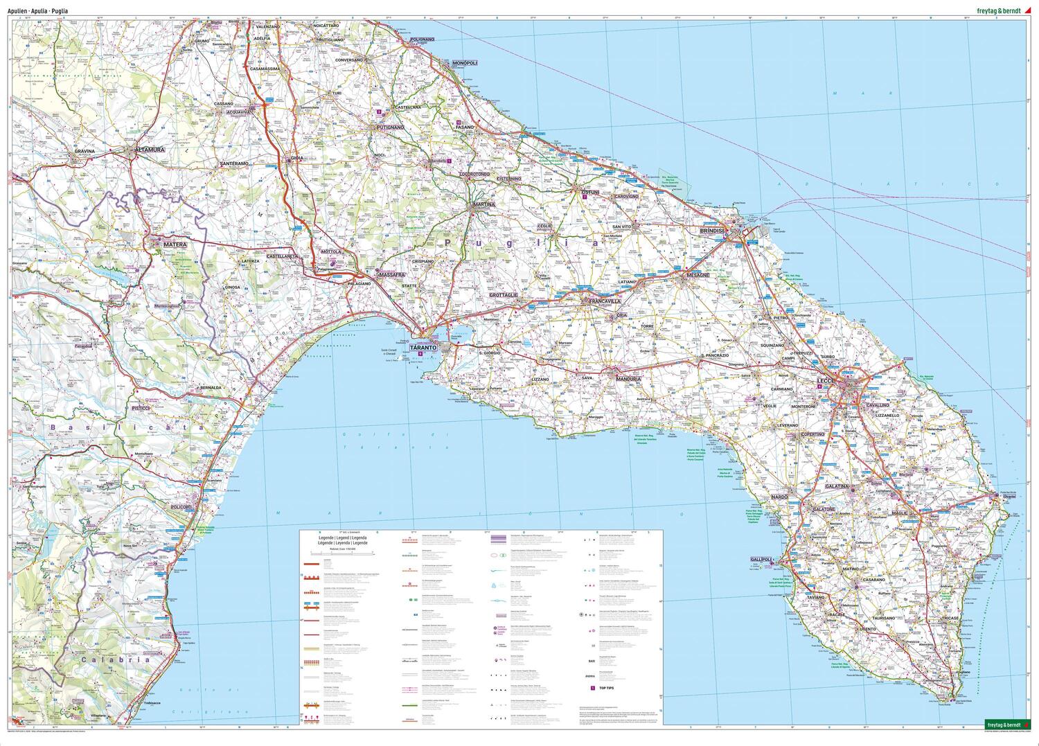 Bild: 9783707922264 | Apulien, Straßen- und Freizeitkarte 1:150.000, freytag &amp; berndt | 2023