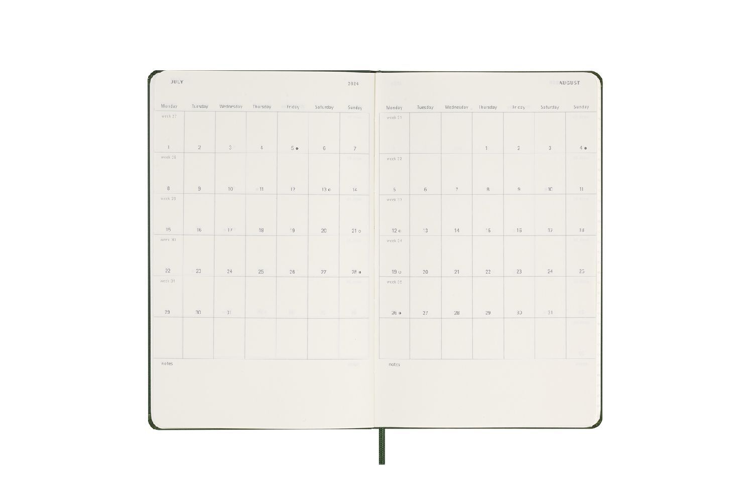 Bild: 8056598857313 | Moleskine 12 Monate Tageskalender 2024, Large/A5, Myrtengrün | Buch