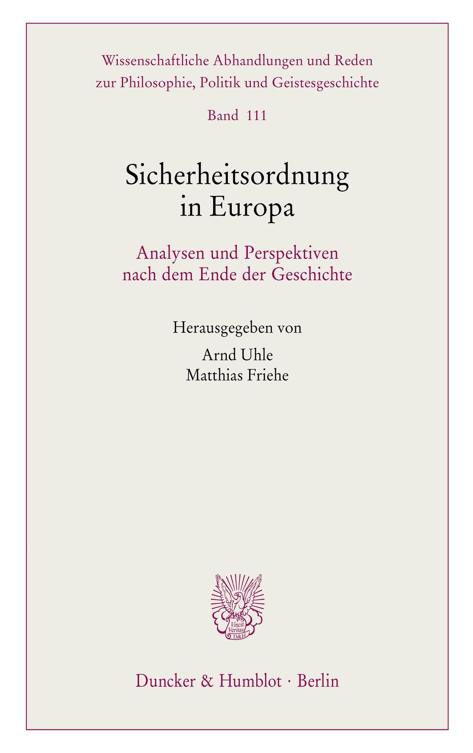 Cover: 9783428188802 | Sicherheitsordnung in Europa | Arnd Uhle (u. a.) | Taschenbuch | 2023
