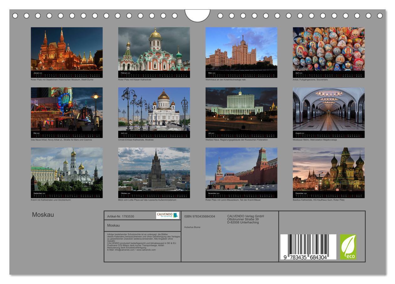 Bild: 9783435684304 | Moskau (Wandkalender 2025 DIN A4 quer), CALVENDO Monatskalender | 2025