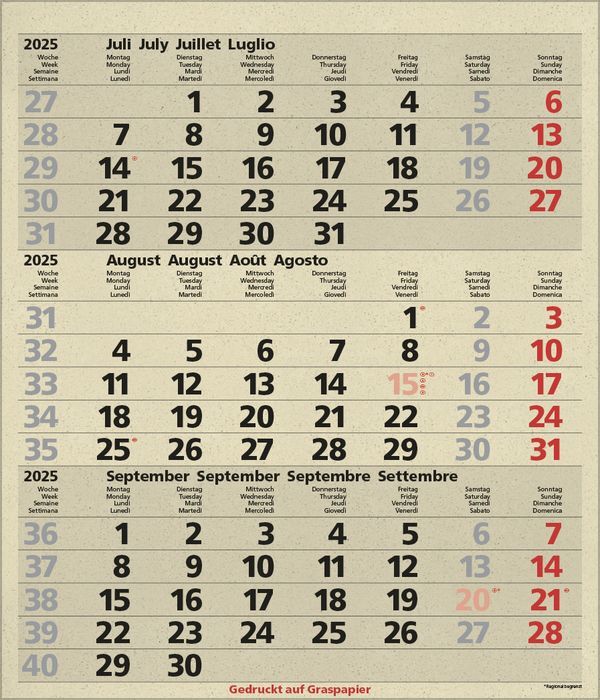 Bild: 9783731880646 | 3-Monats-Planer Comfort Graspapier 2025 | Korsch Verlag | Kalender