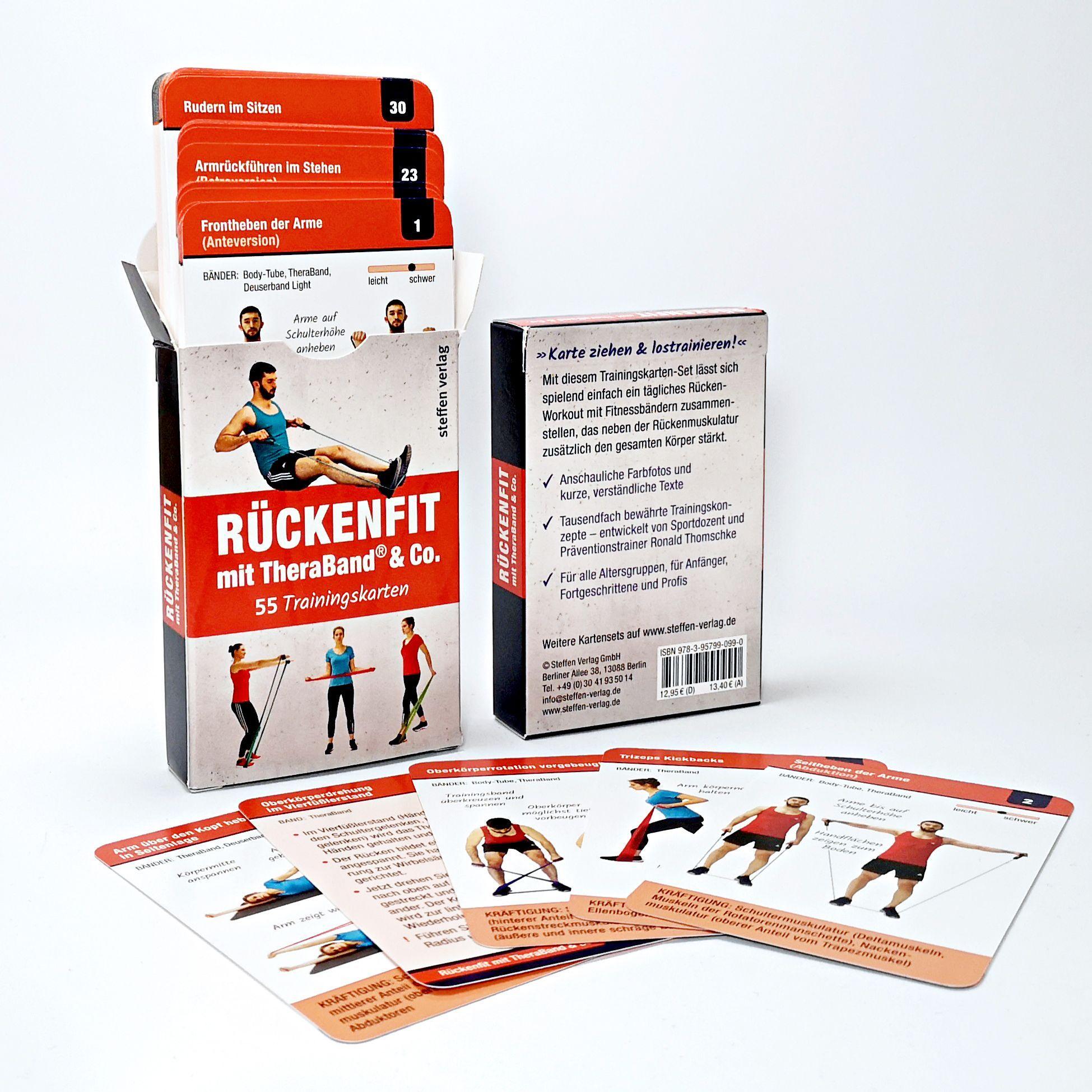 Bild: 9783957990990 | Trainingskarten: Rückenfit mit TheraBand® &amp; Co. | 55 Trainingskarten