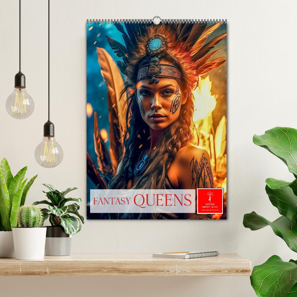 Bild: 9783435866786 | Fantasy Queens (Wandkalender 2025 DIN A2 hoch), CALVENDO...