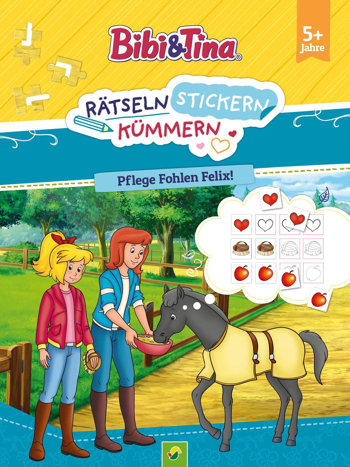 Cover: 9783849943189 | Bibi &amp; Tina: Rätseln Stickern Kümmern: Pflege Fohlen Felix! | Verlag