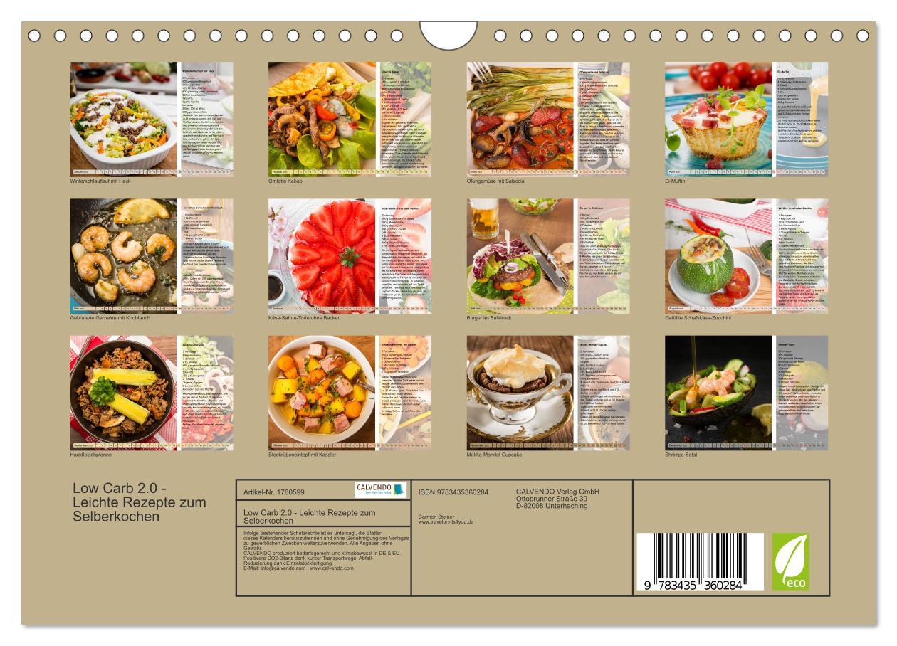 Bild: 9783435360284 | Low Carb 2.0 - Leichte Rezepte zum Selberkochen (Wandkalender 2025...