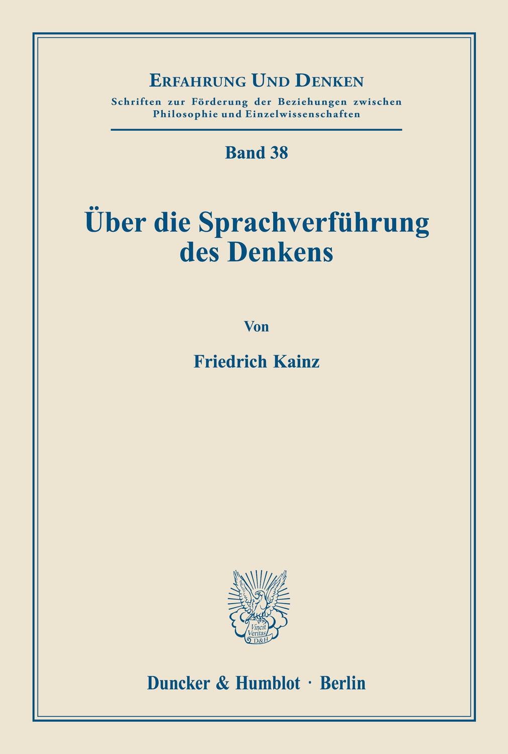 Cover: 9783428028061 | Über die Sprachverführung des Denkens. | Friedrich Kainz | Taschenbuch