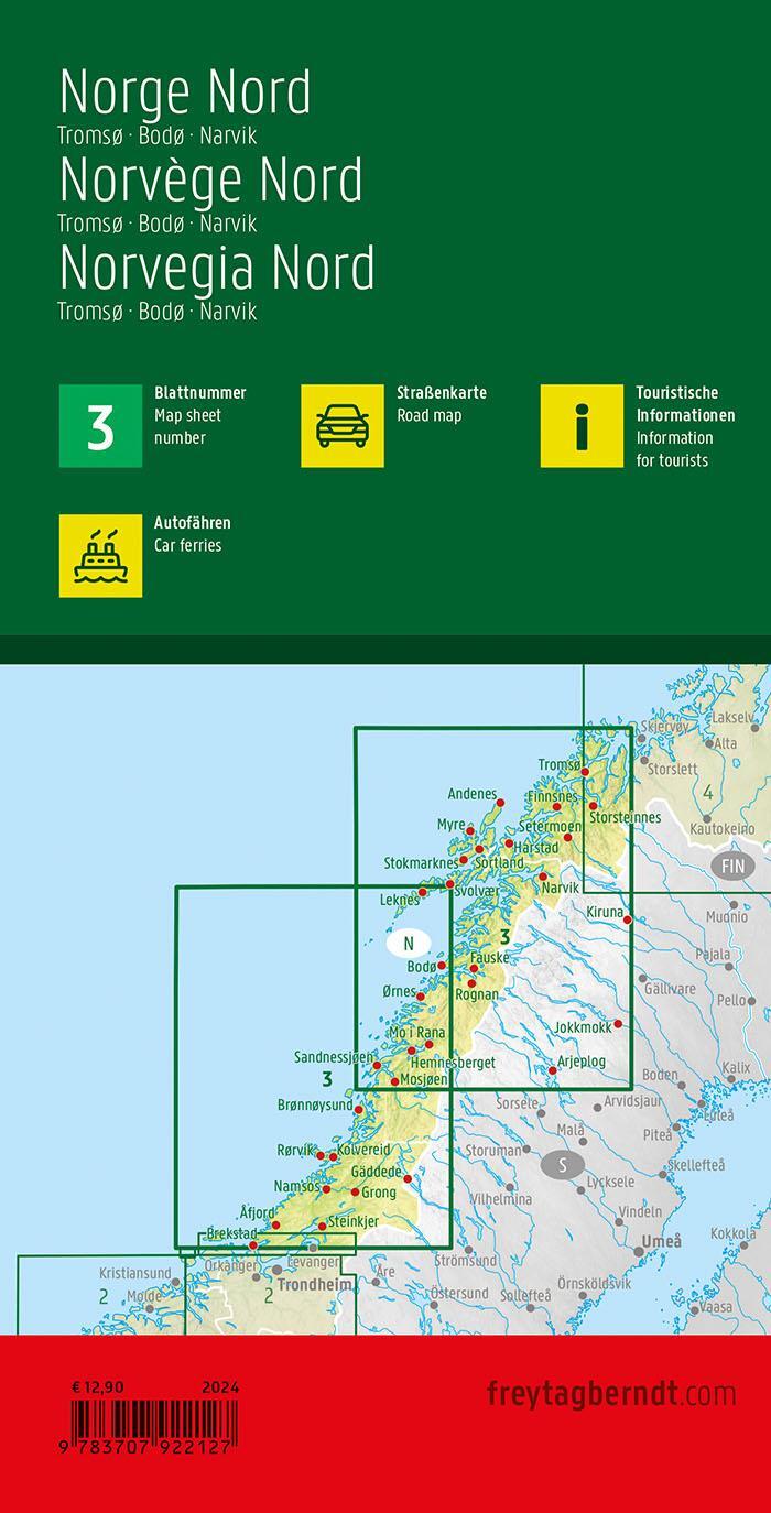 Rückseite: 9783707922127 | Norwegen Nord, Straßenkarte 1:400.000, freytag &amp; berndt | berndt