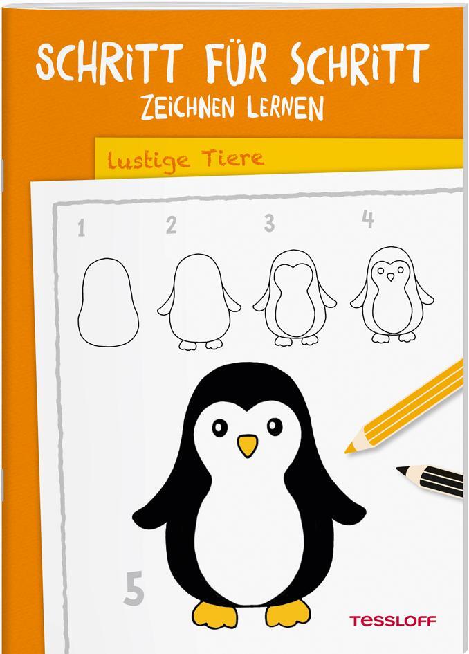 Cover: 9783788641245 | Schritt für Schritt Zeichnen lernen. Lustige Tiere | Tessloff Verlag