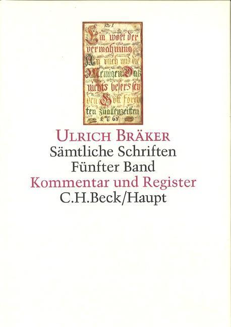 Cover: 9783406435393 | Sämtliche Schriften Bd. 5: Kommentar und Register | Ulrich Bräker