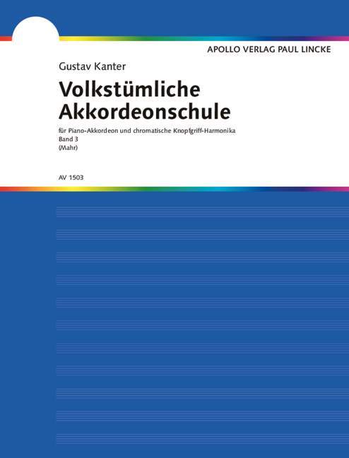 Cover: 9790203903277 | Akkordeonschule 3 Volkstumliche | Gustav Kanter | Buch | Apollo Verlag