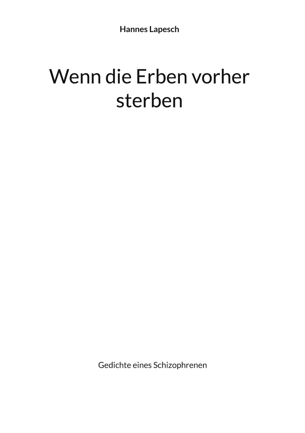 Cover: 9783749486205 | Wenn die Erben vorher sterben | Hannes Lapesch | Buch | 62 S. | 2022