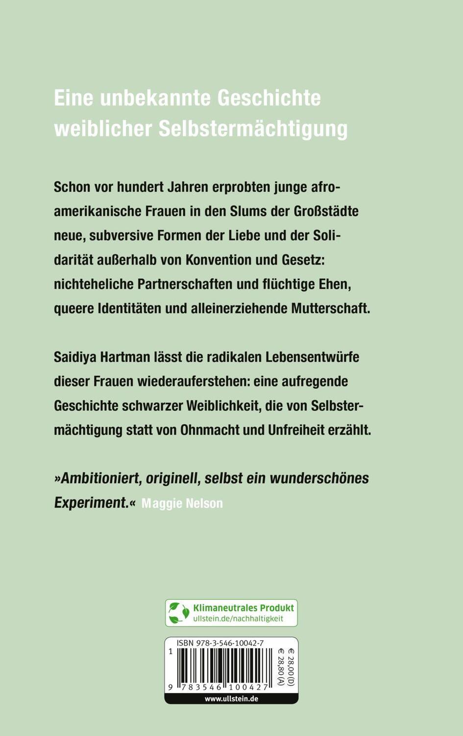 Rückseite: 9783546100427 | Aufsässige Leben, schöne Experimente | Saidiya Hartman | Buch | 528 S.