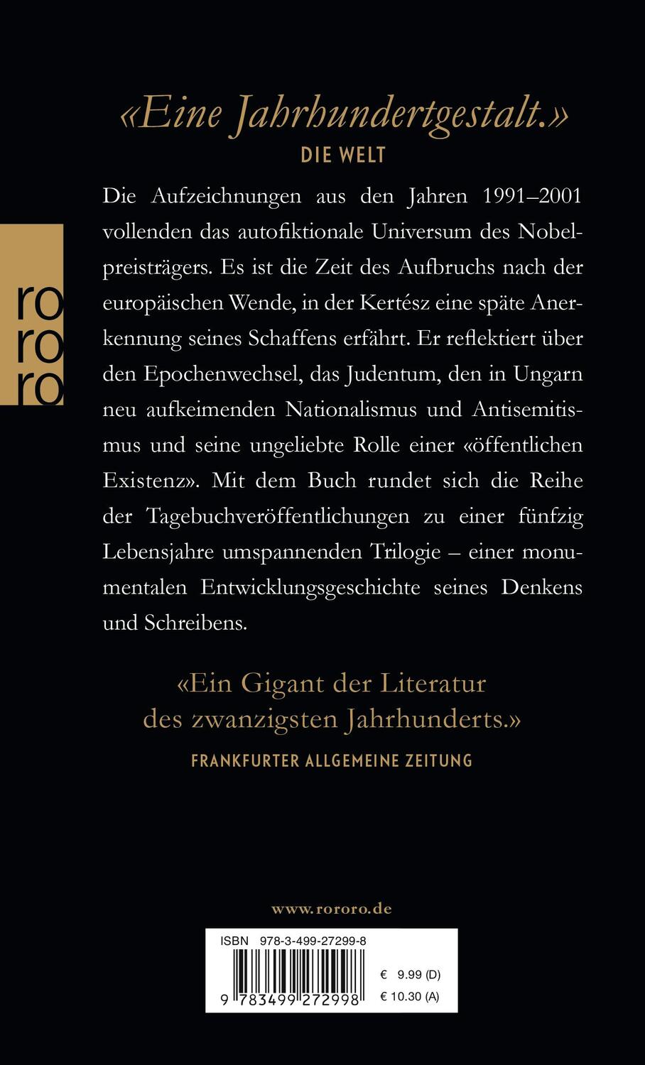Rückseite: 9783499272998 | Der Betrachter | Aufzeichnungen 1991-2001 | Imre Kertész | Taschenbuch