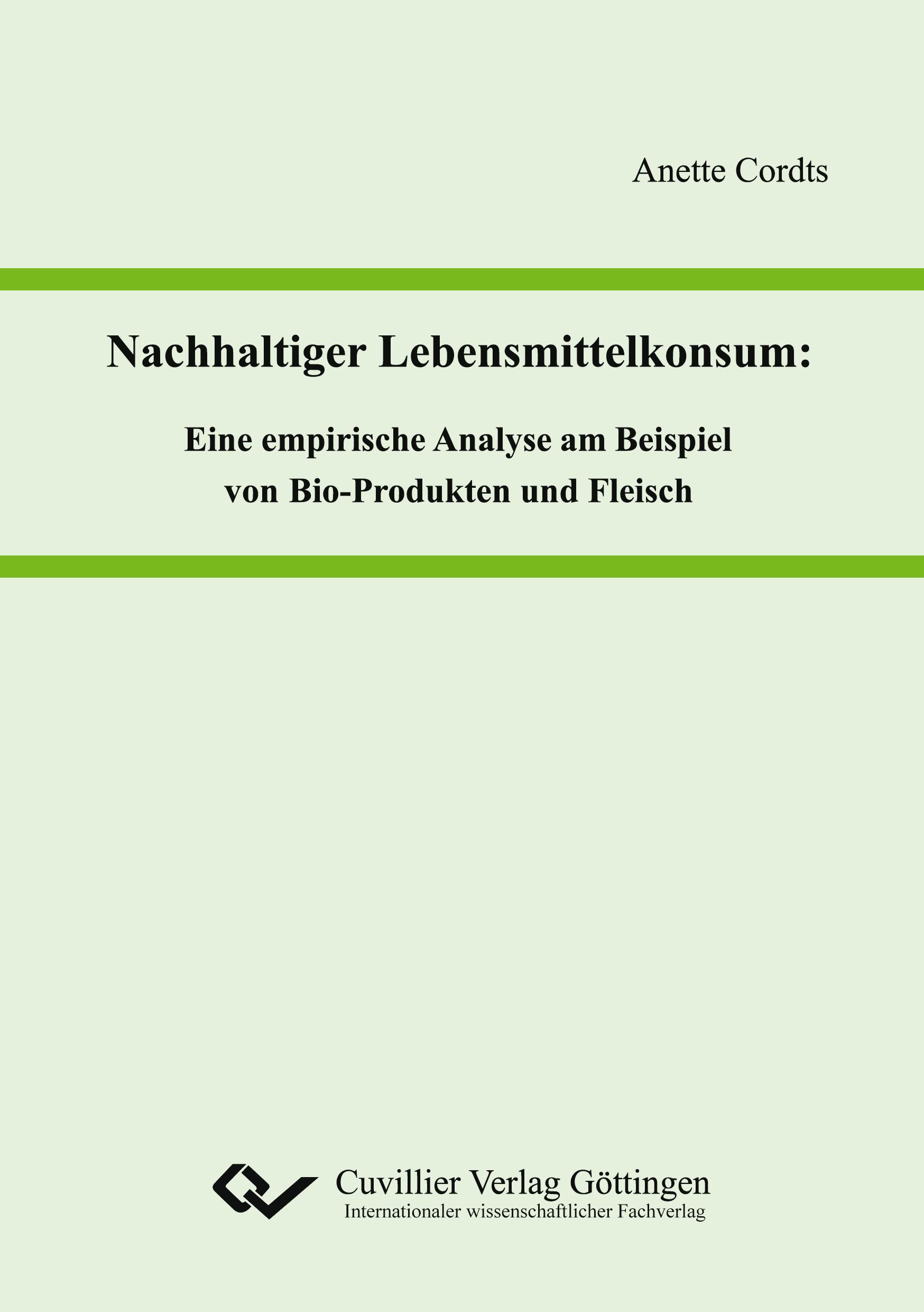 Cover: 9783954049783 | Nachhaltiger Lebensmittelkonsum. Eine empirische Analyse am...