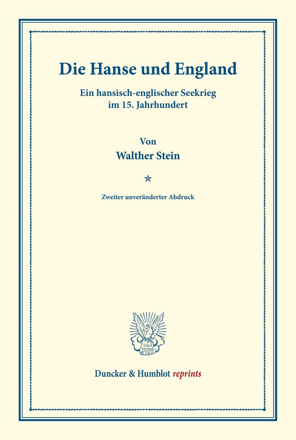 Cover: 9783428167760 | Die Hanse und England. | Walther Stein | Taschenbuch | Paperback | VI