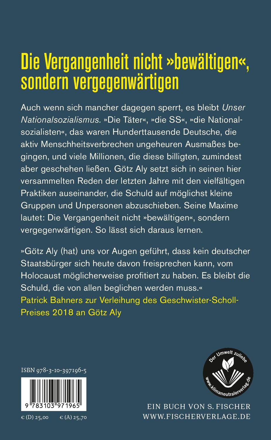 Rückseite: 9783103971965 | Unser Nationalsozialismus | Reden in der deutschen Gegenwart | Aly