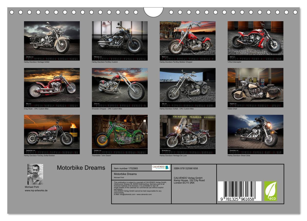 Bild: 9781325961658 | Motorbike Dreams (Wall Calendar 2025 DIN A4 landscape), CALVENDO 12...