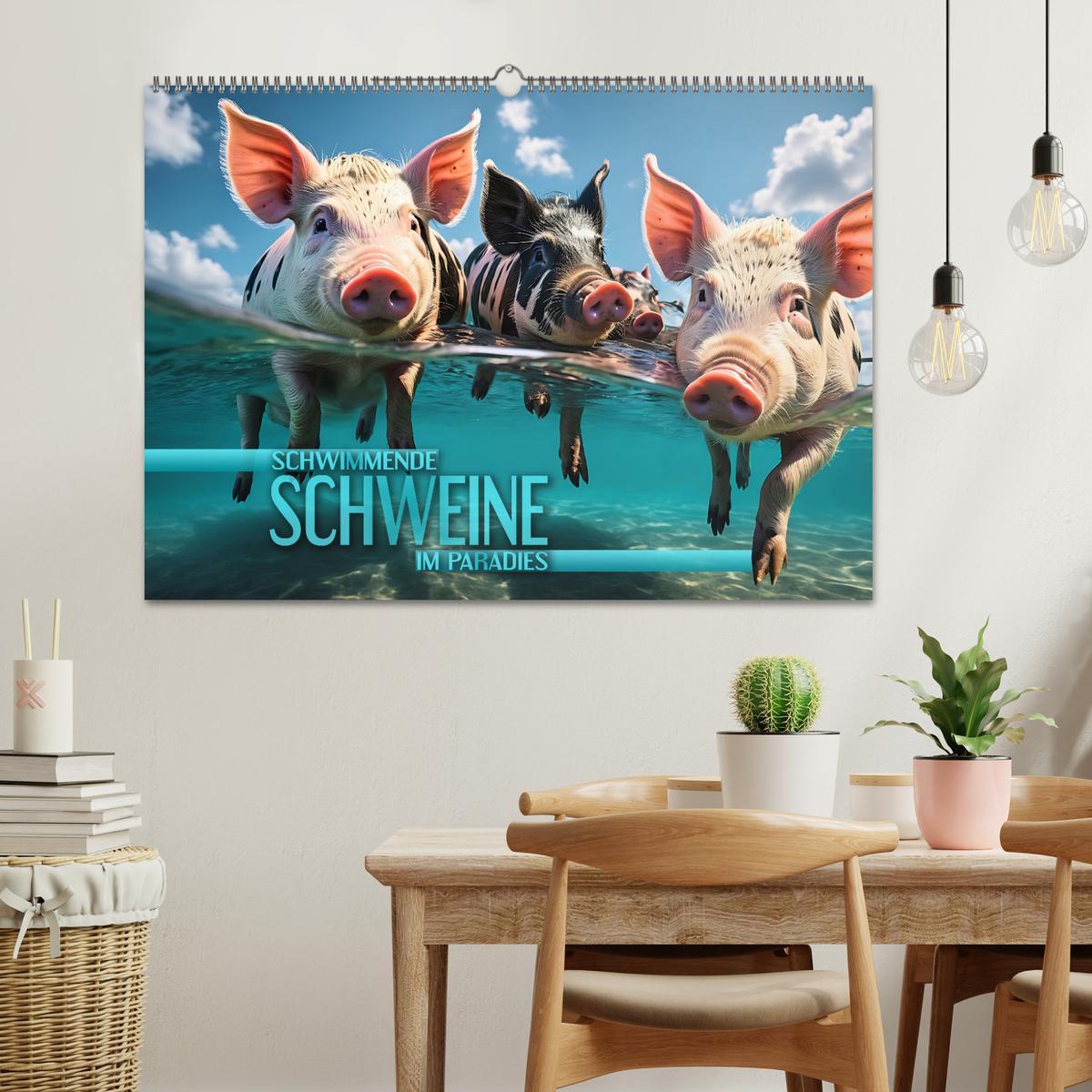 Bild: 9783383834738 | Schwimmende Schweine im Paradies (Wandkalender 2025 DIN A2 quer),...