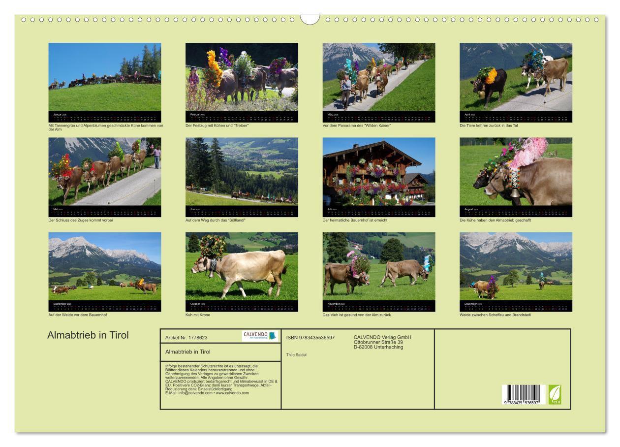 Bild: 9783435536597 | Almabtrieb in Tirol (Wandkalender 2025 DIN A2 quer), CALVENDO...