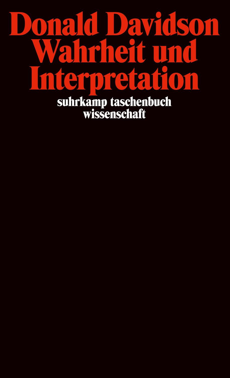 Cover: 9783518284964 | Wahrheit und Interpretation | Donald Davidson | Taschenbuch | Deutsch