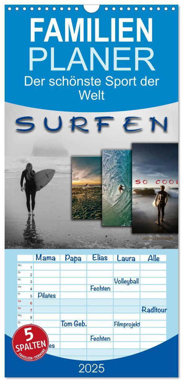 Cover: 9783457122884 | Familienplaner 2025 - Surfen - so cool mit 5 Spalten (Wandkalender,...