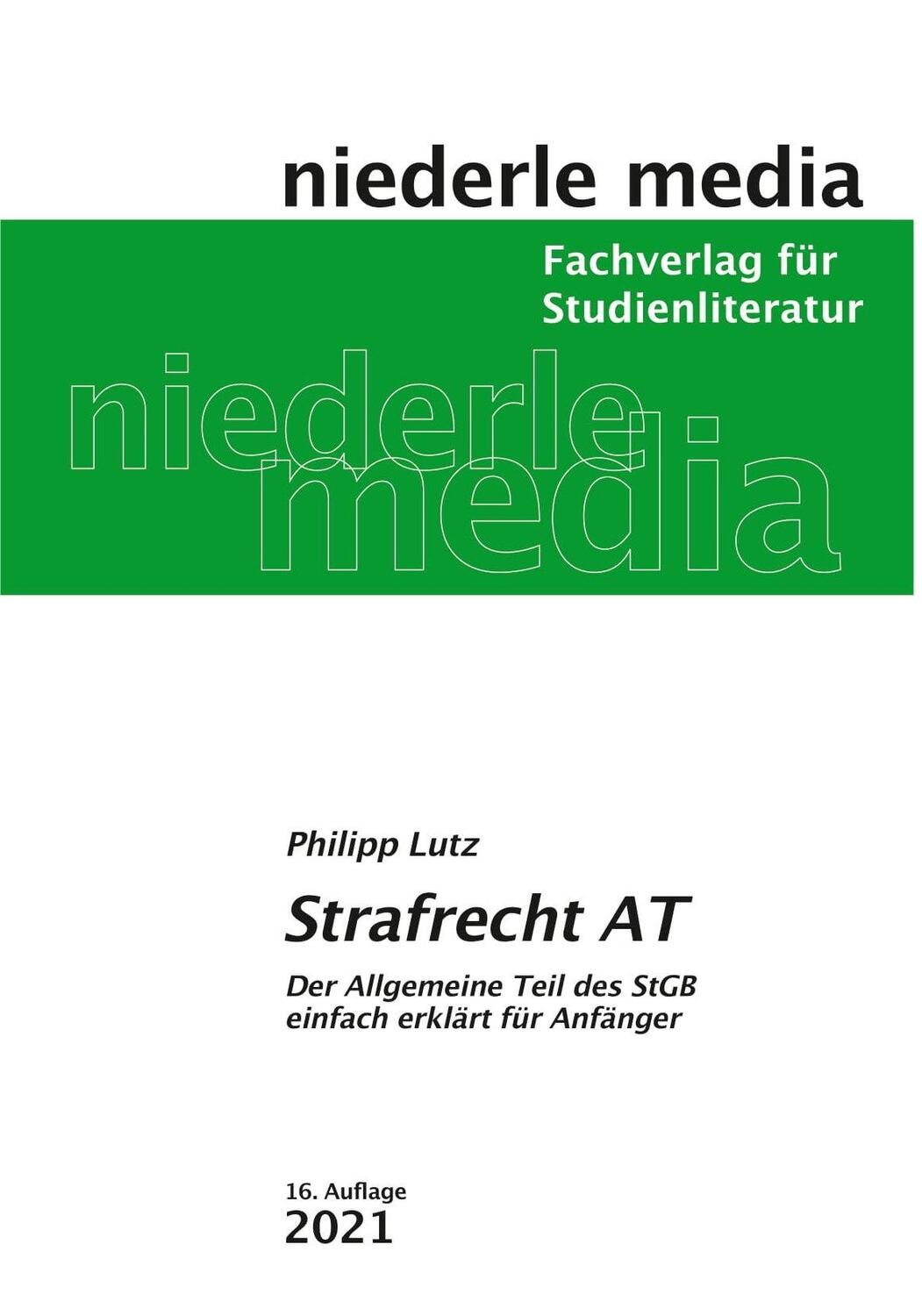 Cover: 9783867240475 | Strafrecht AT | Philipp Lutz | Taschenbuch | Deutsch | 2015