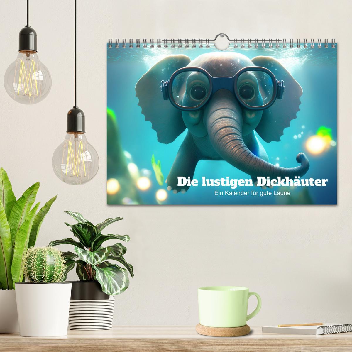 Bild: 9783383867866 | Die lustigen Dickhäuter. Ein Kalender für gute Laune (Wandkalender...