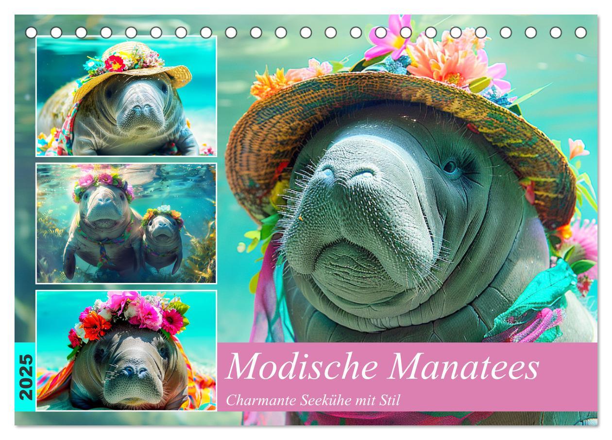 Cover: 9783435470099 | Modische Manatees. Charmante Seekühe mit Stil (Tischkalender 2025...