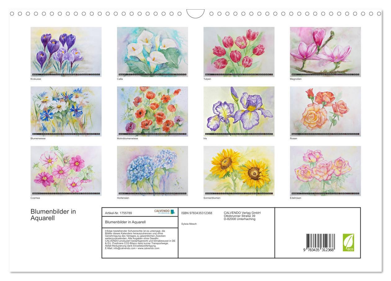 Bild: 9783435312368 | Blumenbilder in Aquarell (Wandkalender 2025 DIN A3 quer), CALVENDO...