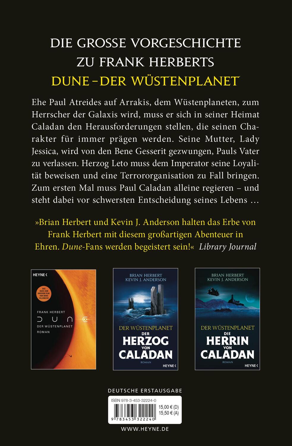 Bild: 9783453322240 | Der Wüstenplanet - Der Erbe von Caladan | Roman | Herbert (u. a.)